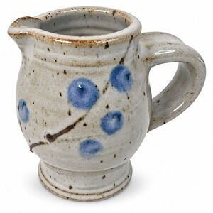 Studio Art Pottery 4.5in Creamer Pitcher Blue Berry Speckled Stoneware Farmhouse